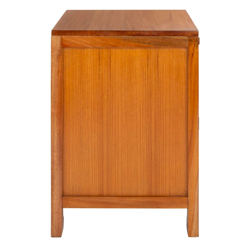 Table de chevet côtière en rotin 1 tiroir 1 porte – Naturel / Blanc / Gris bleu / Noir