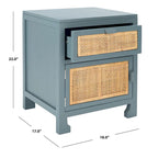 Table de chevet côtière en rotin 1 tiroir 1 porte – Naturel / Blanc / Gris bleu / Noir
