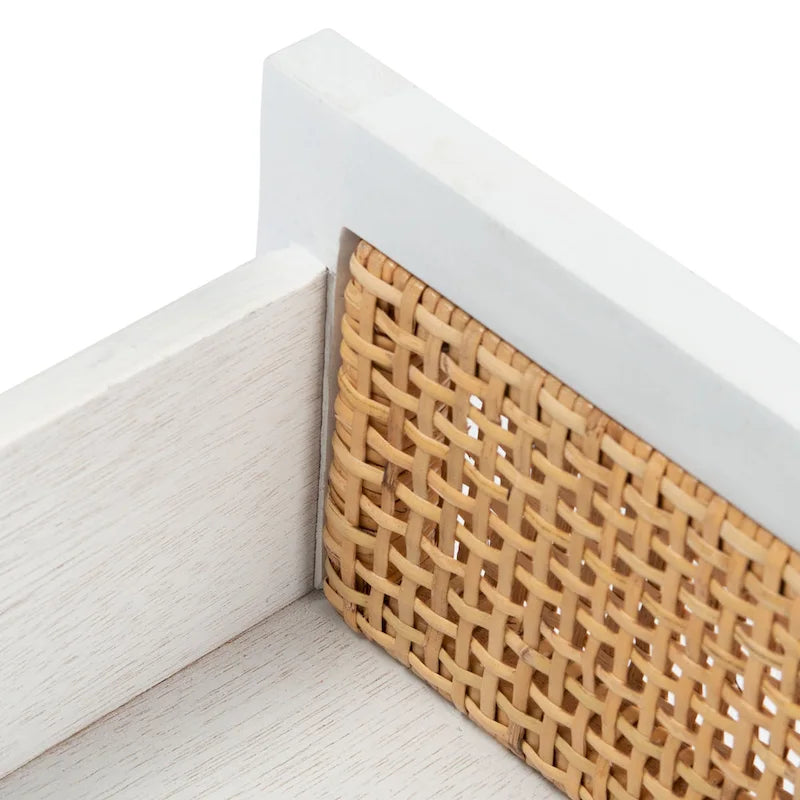 Table de chevet côtière en rotin 1 tiroir 1 porte – Naturel / Blanc / Gris bleu / Noir