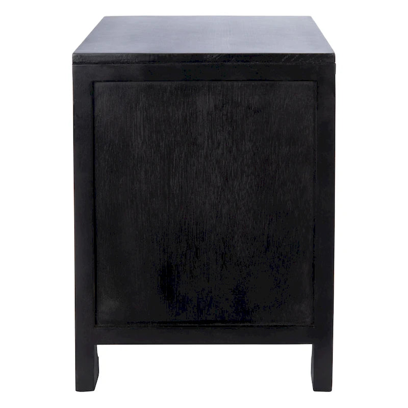 Table de chevet côtière en rotin 1 tiroir 1 porte – Naturel / Blanc / Gris bleu / Noir