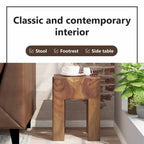 Tabouret en teck massif marron, assise simple / table d'appoint