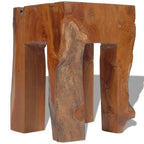 Tabouret en teck massif marron, assise simple / table d'appoint