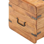 Coffre de rangement en bois brun avec loquet, en acacia massif, 1 personne
