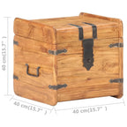 Coffre de rangement en bois brun avec loquet, en acacia massif, 1 personne