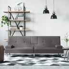 Canapé-lit pliable 2 places en similicuir gris/noir