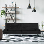 Canapé-lit pliable 2 places en similicuir gris/noir
