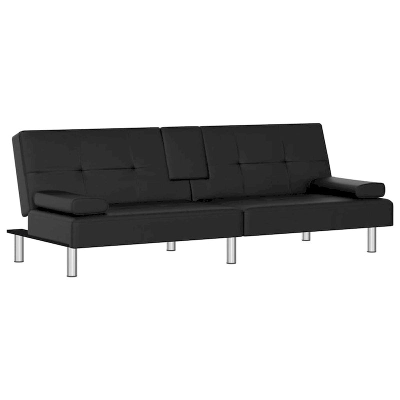 Canapé-lit pliable 2 places en similicuir gris/noir