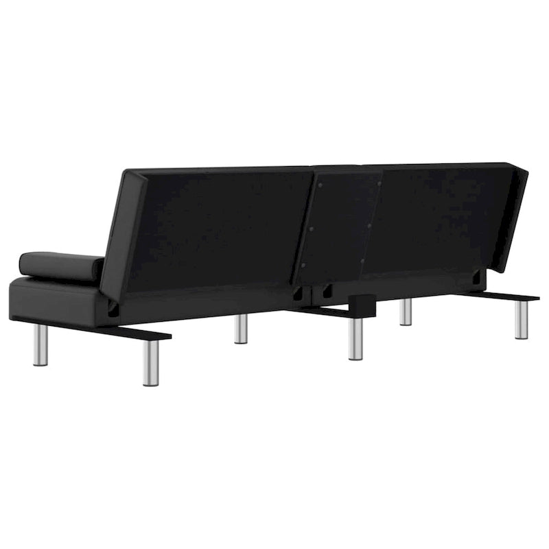 Canapé-lit pliable 2 places en similicuir gris/noir