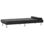 Canapé-lit pliable 2 places en similicuir gris/noir