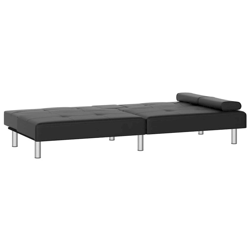 Canapé-lit pliable 2 places en similicuir gris/noir