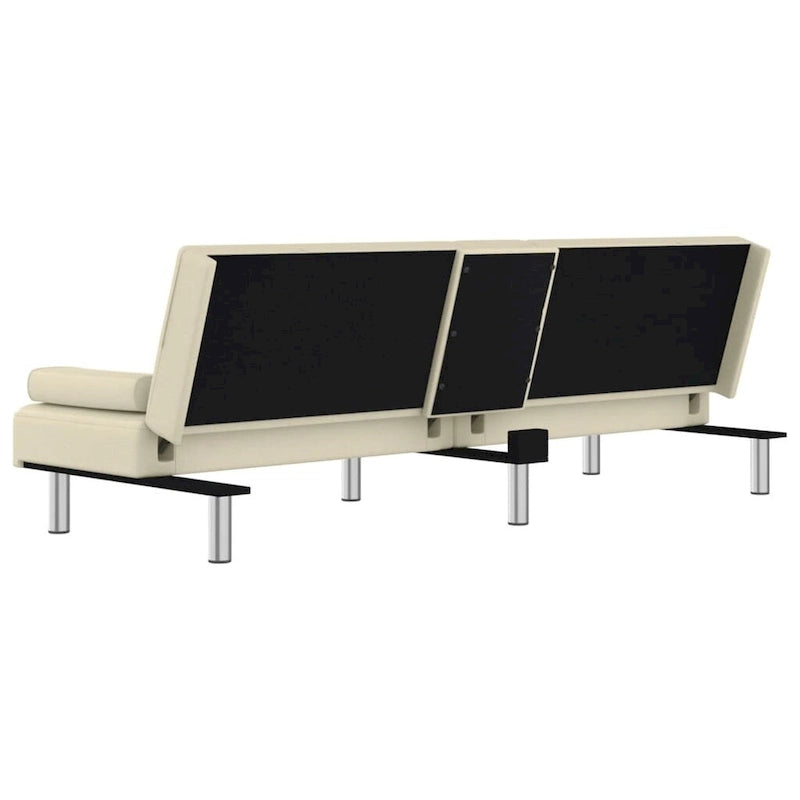 Canapé-lit pliable 2 places en similicuir gris/noir