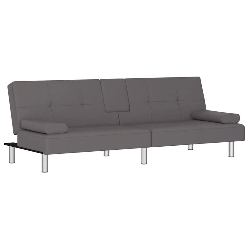 Canapé-lit pliable 2 places en similicuir gris/noir