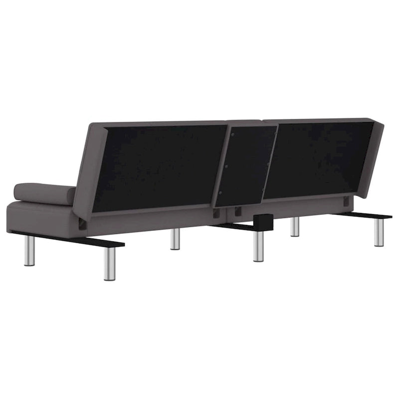 Canapé-lit pliable 2 places en similicuir gris/noir