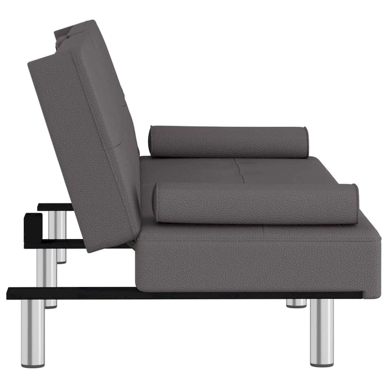 Canapé-lit pliable 2 places en similicuir gris/noir