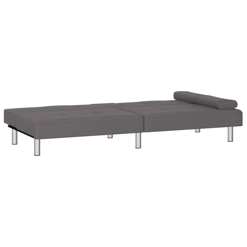 Canapé-lit pliable 2 places en similicuir gris/noir