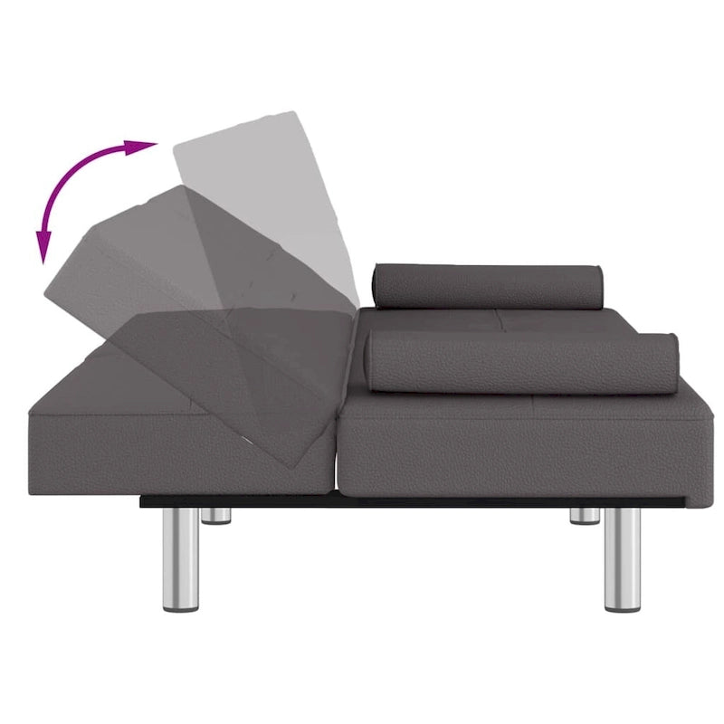 Canapé-lit pliable 2 places en similicuir gris/noir