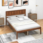 Cadre de lit plateforme en noyer avec tête de lit, lit simple/double/grand lit