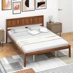 Cadre de lit plateforme en noyer avec tête de lit, lit simple/double/grand lit