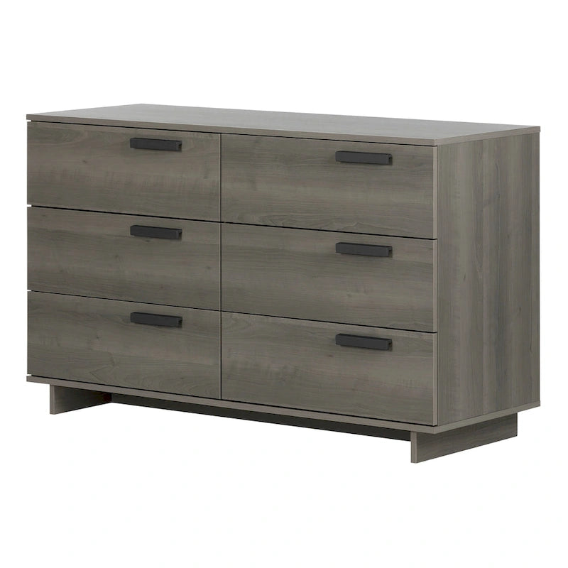 Commode double 6 tiroirs en érable gris