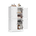 Meuble bas de salle de bain autoportant blanc/gris, double porte, montage par 1 personne