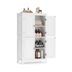 Meuble bas de salle de bain autoportant blanc/gris, double porte, montage par 1 personne