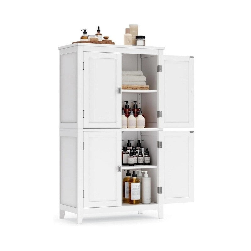 Meuble bas de salle de bain autoportant blanc/gris, double porte, montage par 1 personne