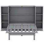 Lit escamotable blanc/gris, grand lit, 1 place, avec étagères, tiroirs et ports USB