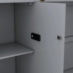 Lit escamotable blanc/gris, grand lit, 1 place, avec étagères, tiroirs et ports USB