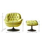 Fauteuil de salon pivotant en velours gris/bleu/vert/olive avec ottoman, 1 personne