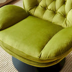 Fauteuil de salon pivotant en velours gris/bleu/vert/olive avec ottoman, 1 personne