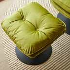 Fauteuil de salon pivotant en velours gris/bleu/vert/olive avec ottoman, 1 personne