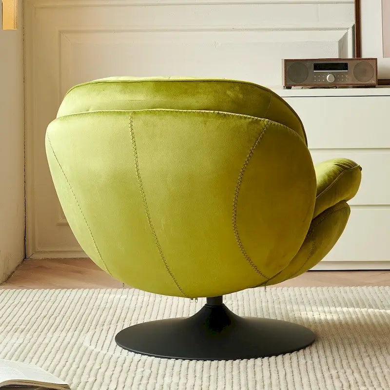 Fauteuil de salon pivotant en velours gris/bleu/vert/olive avec ottoman, 1 personne
