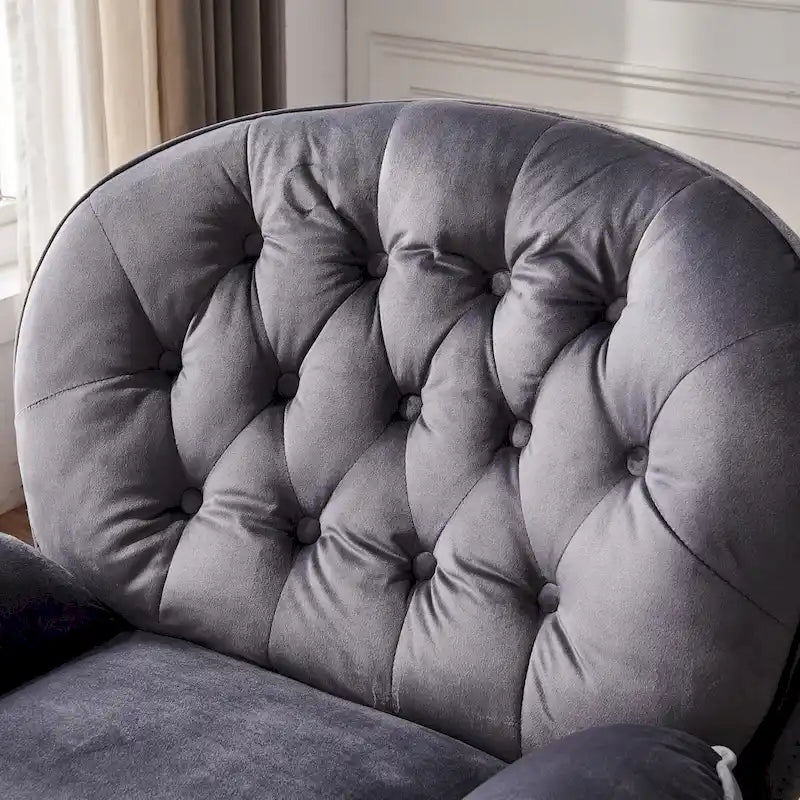 Fauteuil de salon pivotant en velours gris/bleu/vert/olive avec ottoman, 1 personne