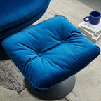 Fauteuil de salon pivotant en velours gris/bleu/vert/olive avec ottoman, 1 personne