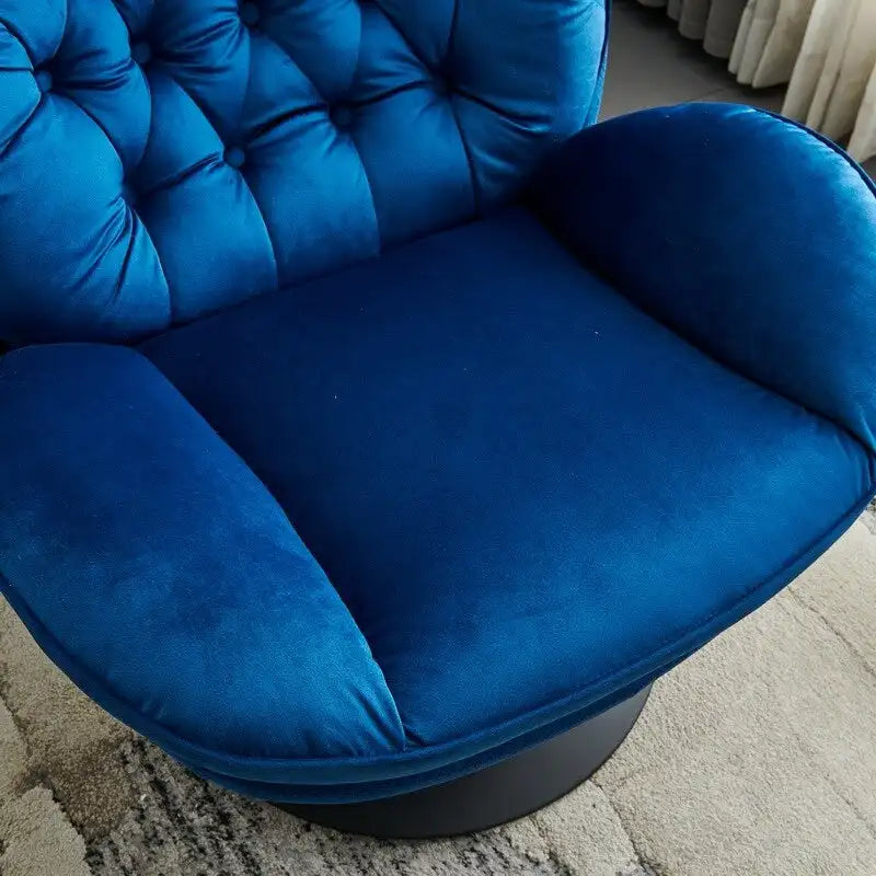 Fauteuil de salon pivotant en velours gris/bleu/vert/olive avec ottoman, 1 personne