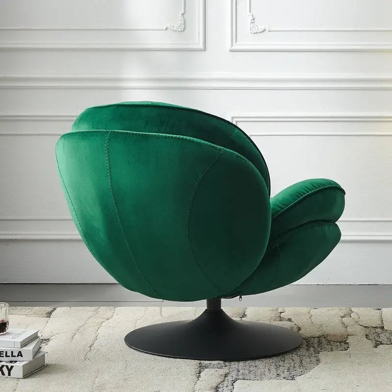 Fauteuil de salon pivotant en velours gris/bleu/vert/olive avec ottoman, 1 personne