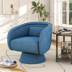 Fauteuil pivotant rond 1 place, clous tapissier, vert/bleu