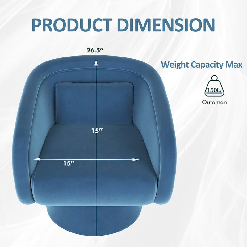 Fauteuil pivotant rond 1 place, clous tapissier, vert/bleu