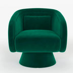 Fauteuil pivotant rond 1 place, clous tapissier, vert/bleu