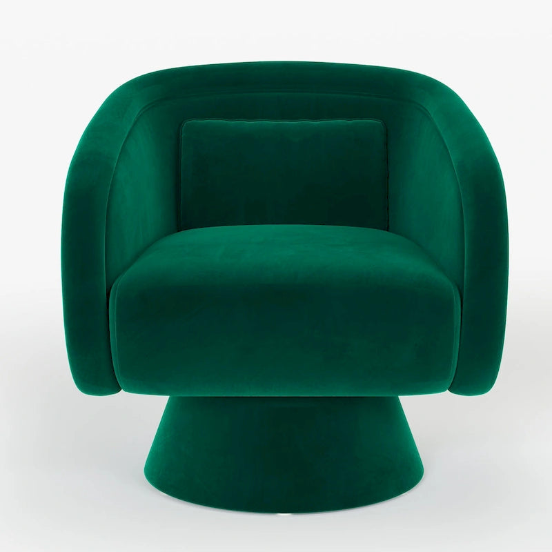 Fauteuil pivotant rond 1 place, clous tapissier, vert/bleu