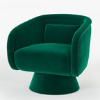 Fauteuil pivotant rond 1 place, clous tapissier, vert/bleu