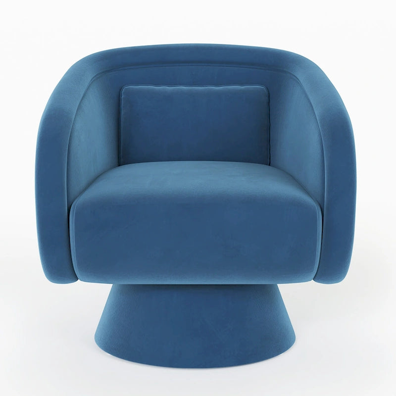 Fauteuil pivotant rond 1 place, clous tapissier, vert/bleu