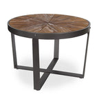 Table basse ronde marron rustique, style ferme moderne, 1 personne