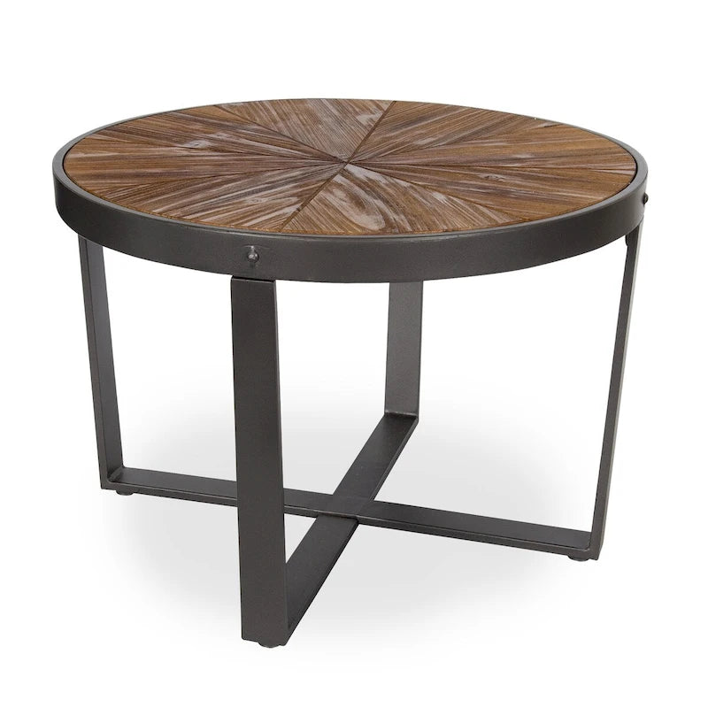 Table basse ronde marron rustique, style ferme moderne, 1 personne
