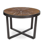 Table basse ronde marron rustique, style ferme moderne, 1 personne