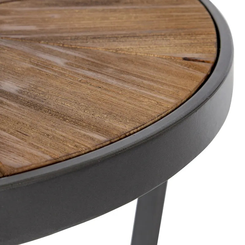 Table basse ronde marron rustique, style ferme moderne, 1 personne
