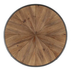 Table basse ronde marron rustique, style ferme moderne, 1 personne