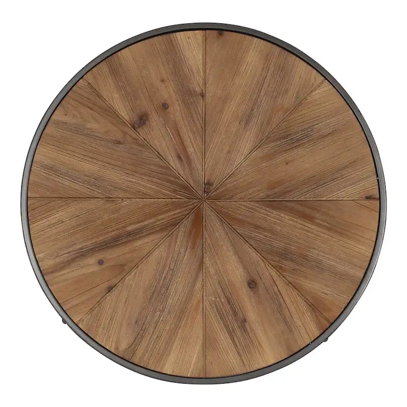 Table basse ronde marron rustique, style ferme moderne, 1 personne