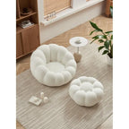 Fauteuil d'appoint en tissu 3D style Fleur Blanche avec pouf, une place