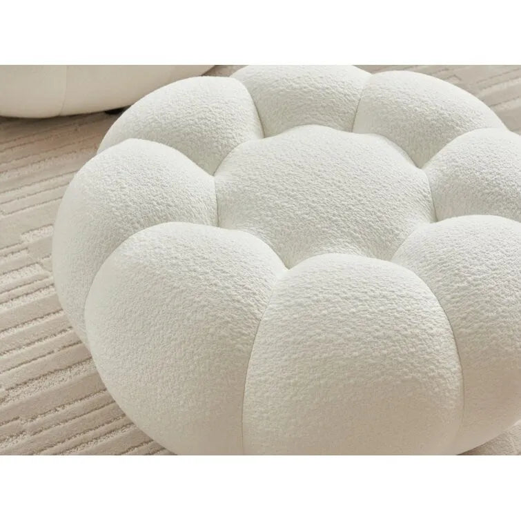 Fauteuil d'appoint en tissu 3D style Fleur Blanche avec pouf, une place
